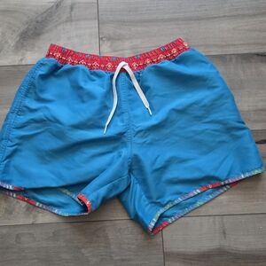 Chubbies Vibrant Blue Swim Trunks with Red Accents